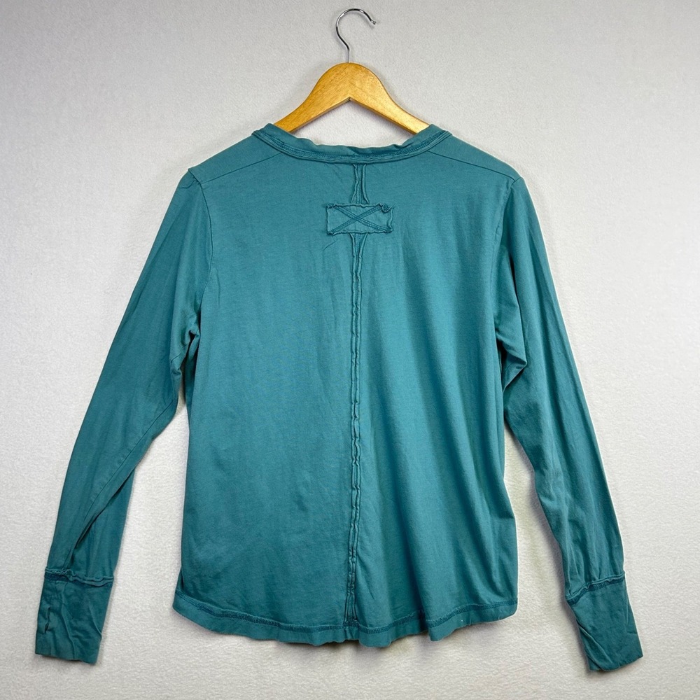 ZENANA Teal Long Sleeve Henley Button Up Casual Tunic Top Size L - Picture 7 of 9